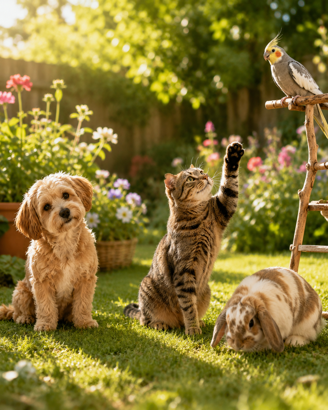 Curious pets showing natural behavior