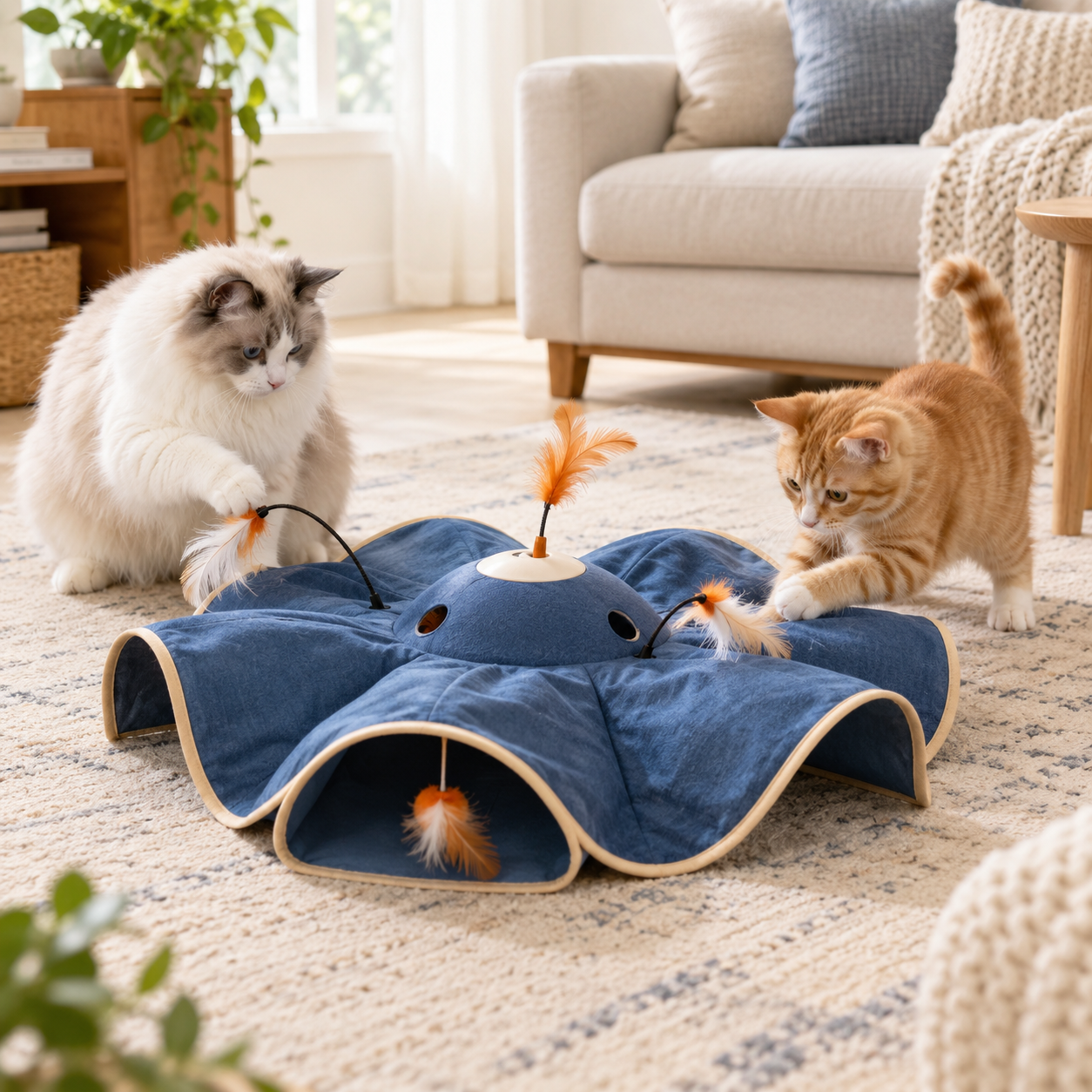 Automatic interactive cat tunnel toy
